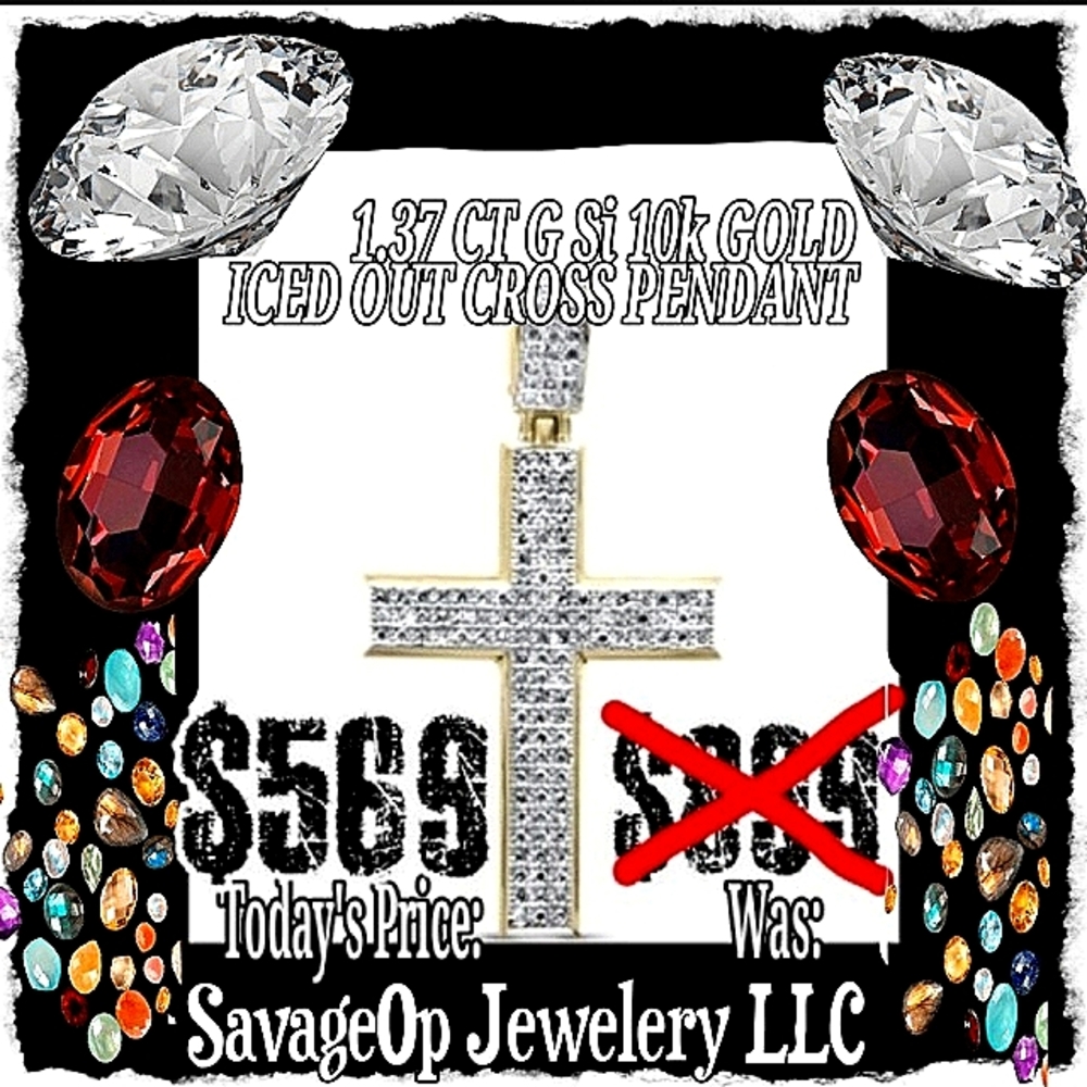 1.37 carat REAL DIAMOND and REAL GOLD Iced Out Pendant Super Sale
